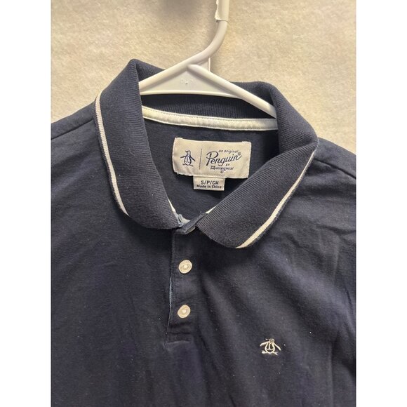 Original Penguin By Munsingwear Navy Polo Shirt S/P/CN Cotton Mens Short Sleeve - Picture 3 of 11